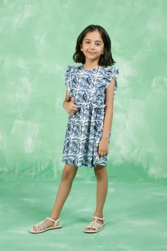 NIPON BRODERIE GIRLS DRESS CORTAZAR BLUE sold by Ro's Garden