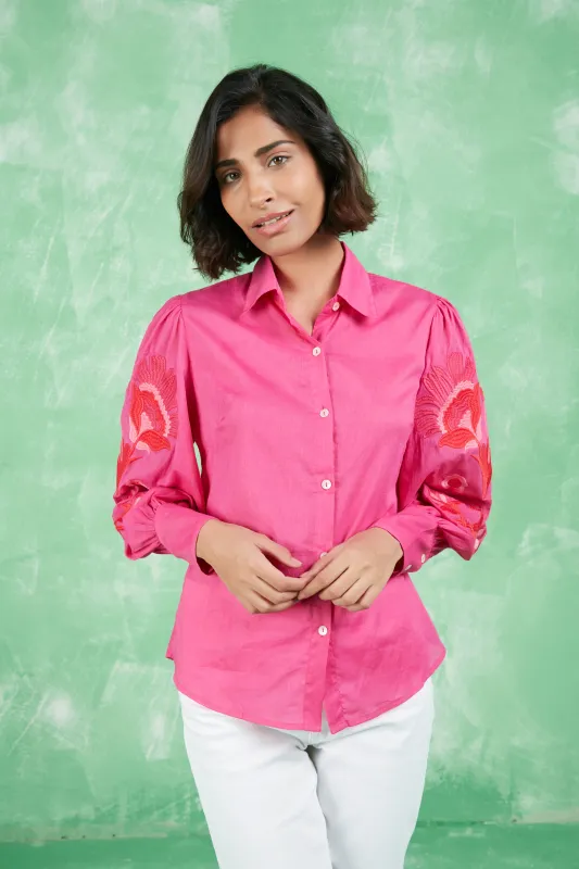 EMBROIDERED NORWAY SHIRT MAGENTA sold by Ro's Garden