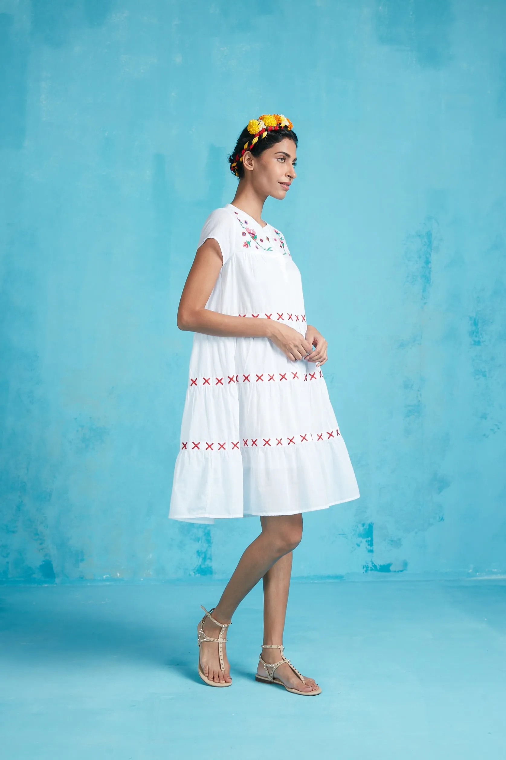 ISABEL SHORT DRESS SOLID WHITE sold by Ro's Garden product image thumbnail 2