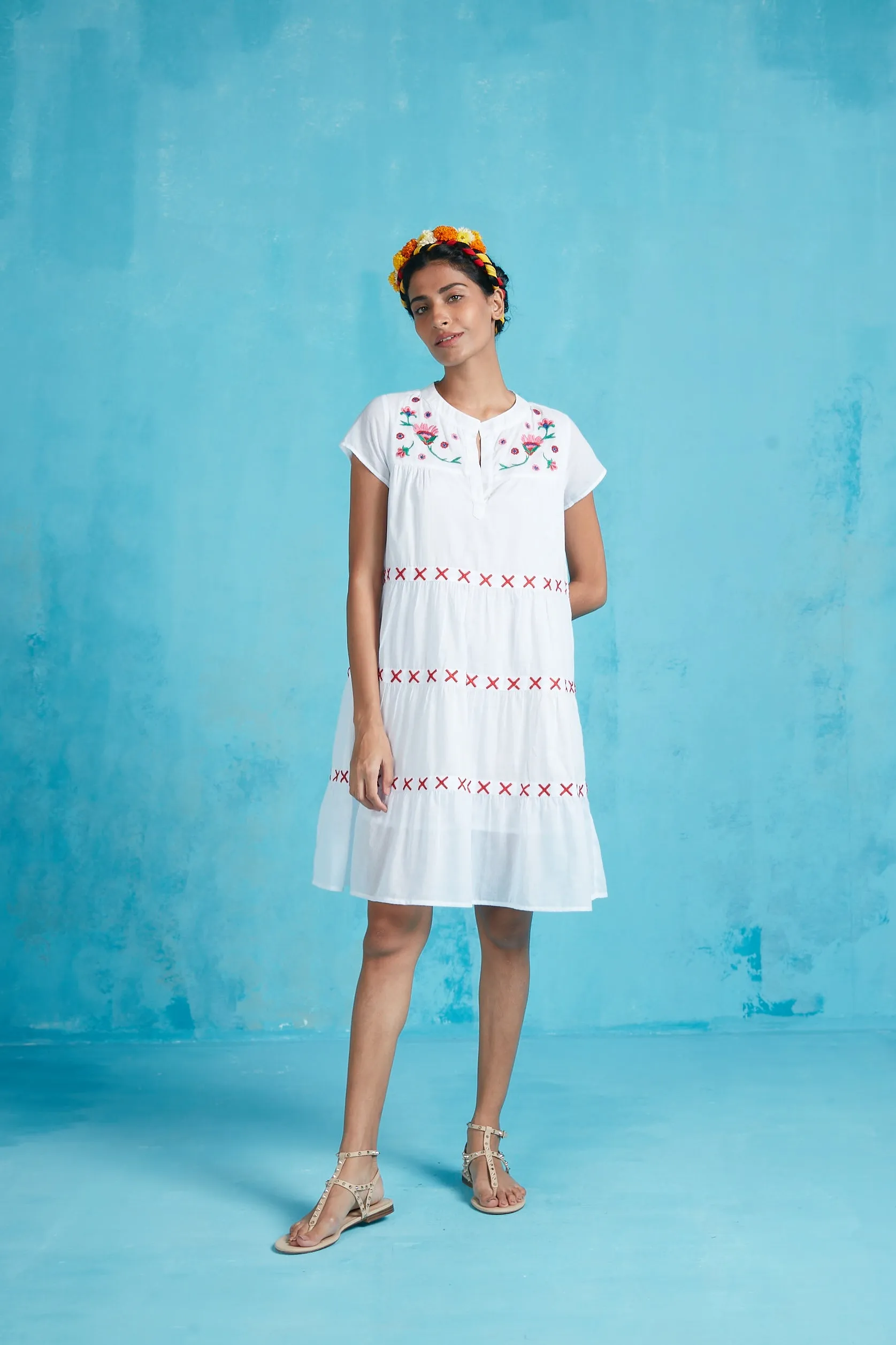 ISABEL SHORT DRESS SOLID WHITE sold by Ro's Garden