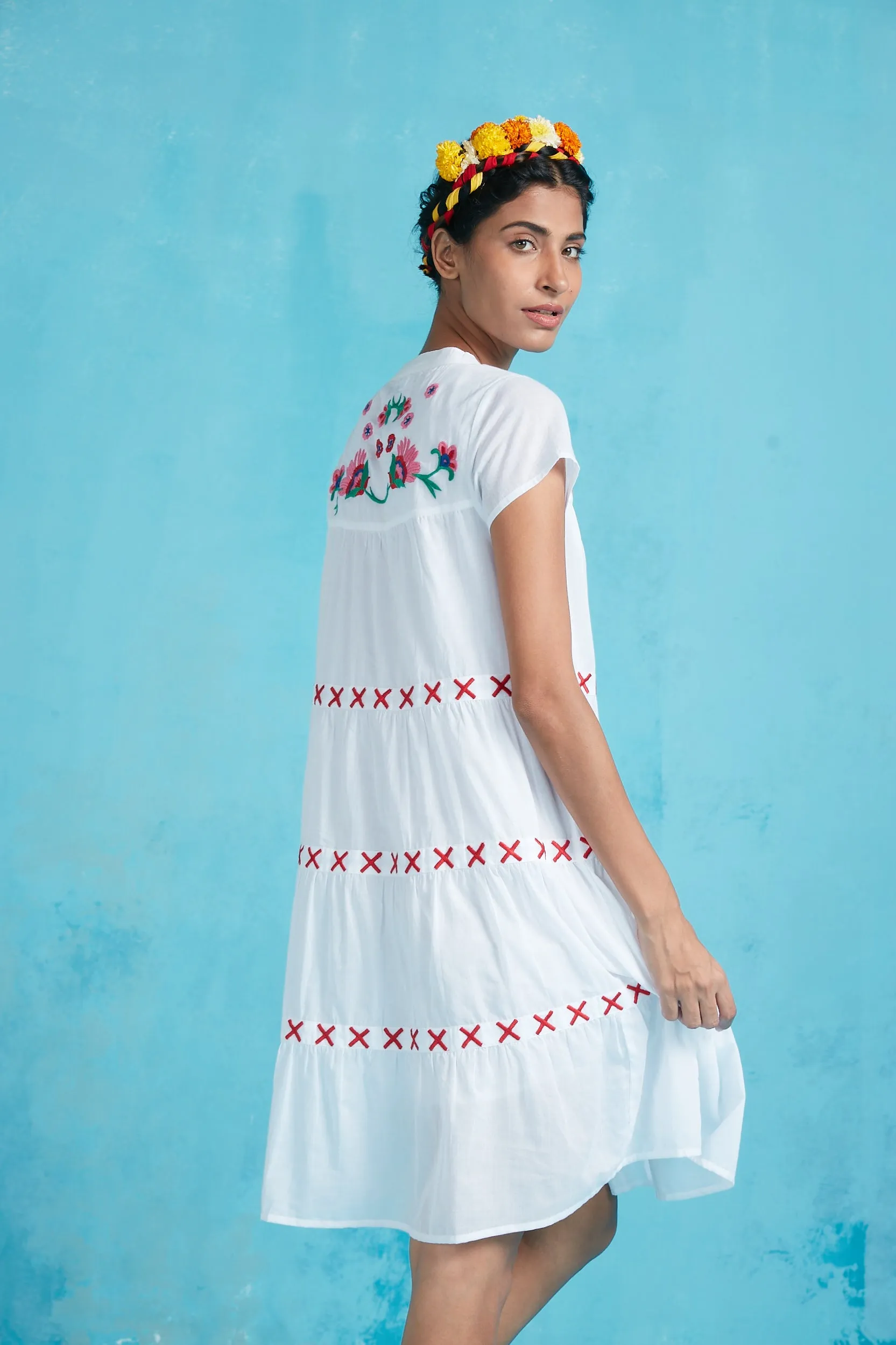 ISABEL SHORT DRESS SOLID WHITE sold by Ro's Garden product image thumbnail 4