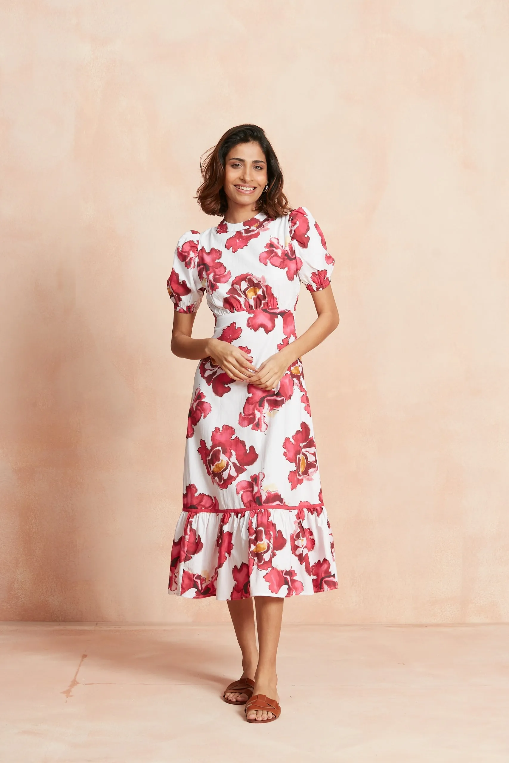 CC FREYA CRISPY COTTON MIDI DRESS NACAR PINK sold by Ro's Garden