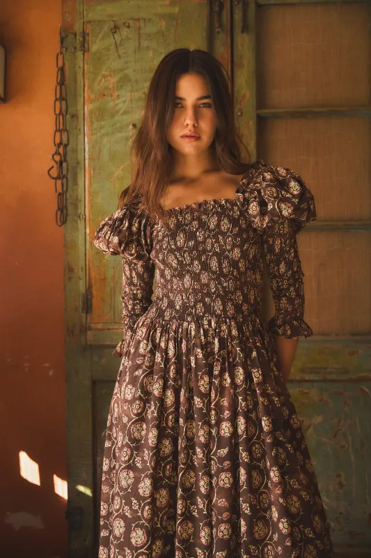 JOCELYN MAXI DRESS BHIM BROWN sold by Ro's Garden