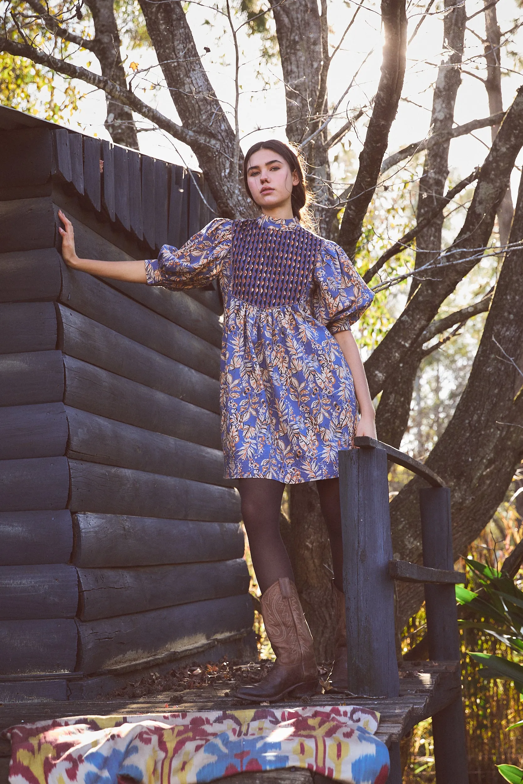 EMB JAMELIA SHORT DRESS CHITTO BLUE sold by Ro's Garden product image thumbnail 3