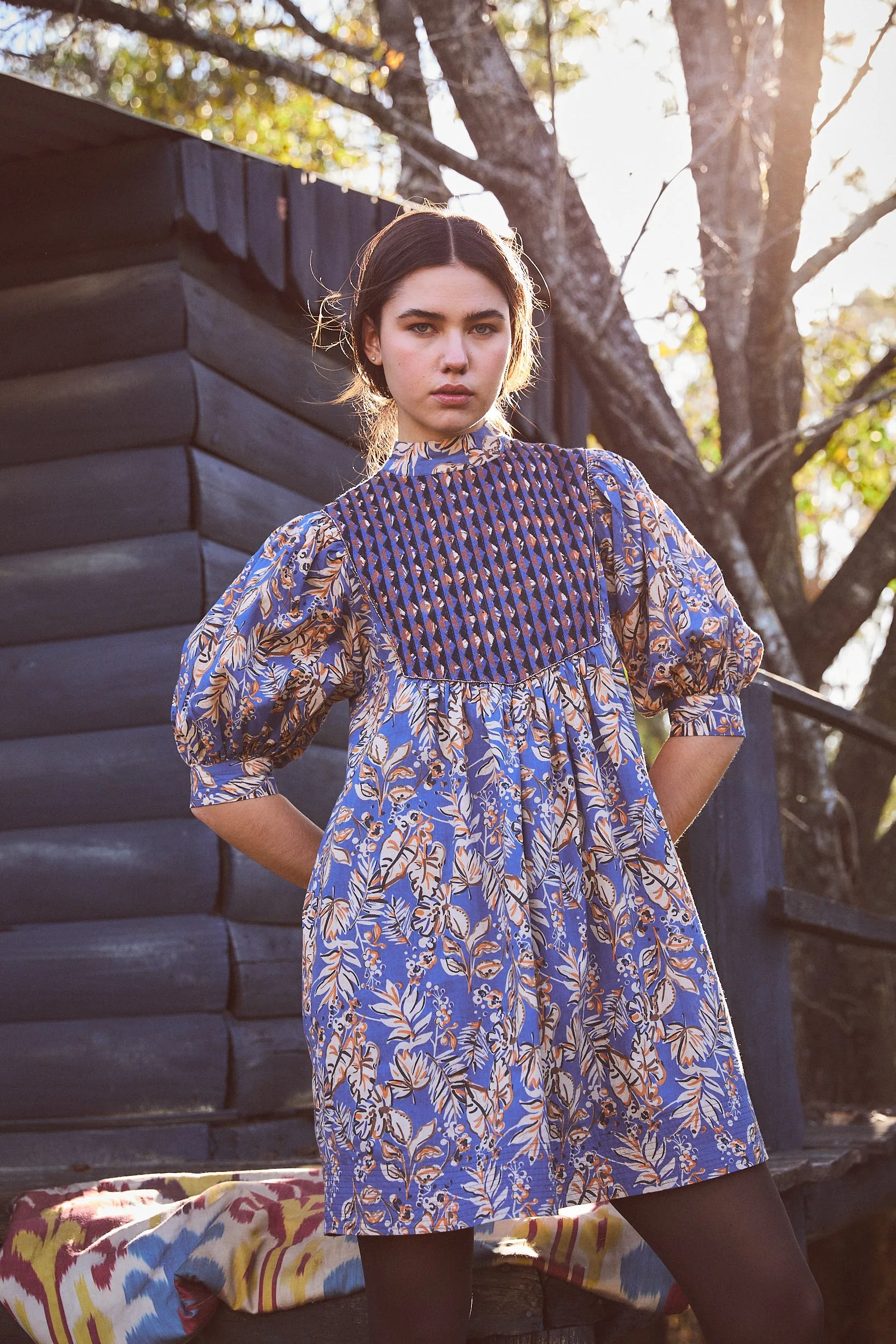 EMB JAMELIA SHORT DRESS CHITTO BLUE sold by Ro's Garden