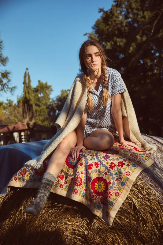 CORA WOMEN'S SHORT PAJAMA SET LUCKY BLUE sold by Ro's Garden