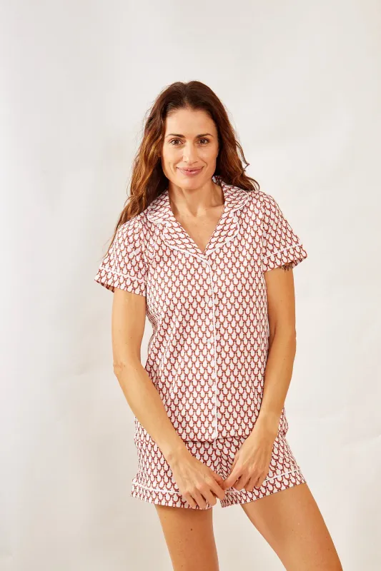 CORA WOMEN'S SHORT PAJAMA SET LUCKY CORAL sold by Ro's Garden
