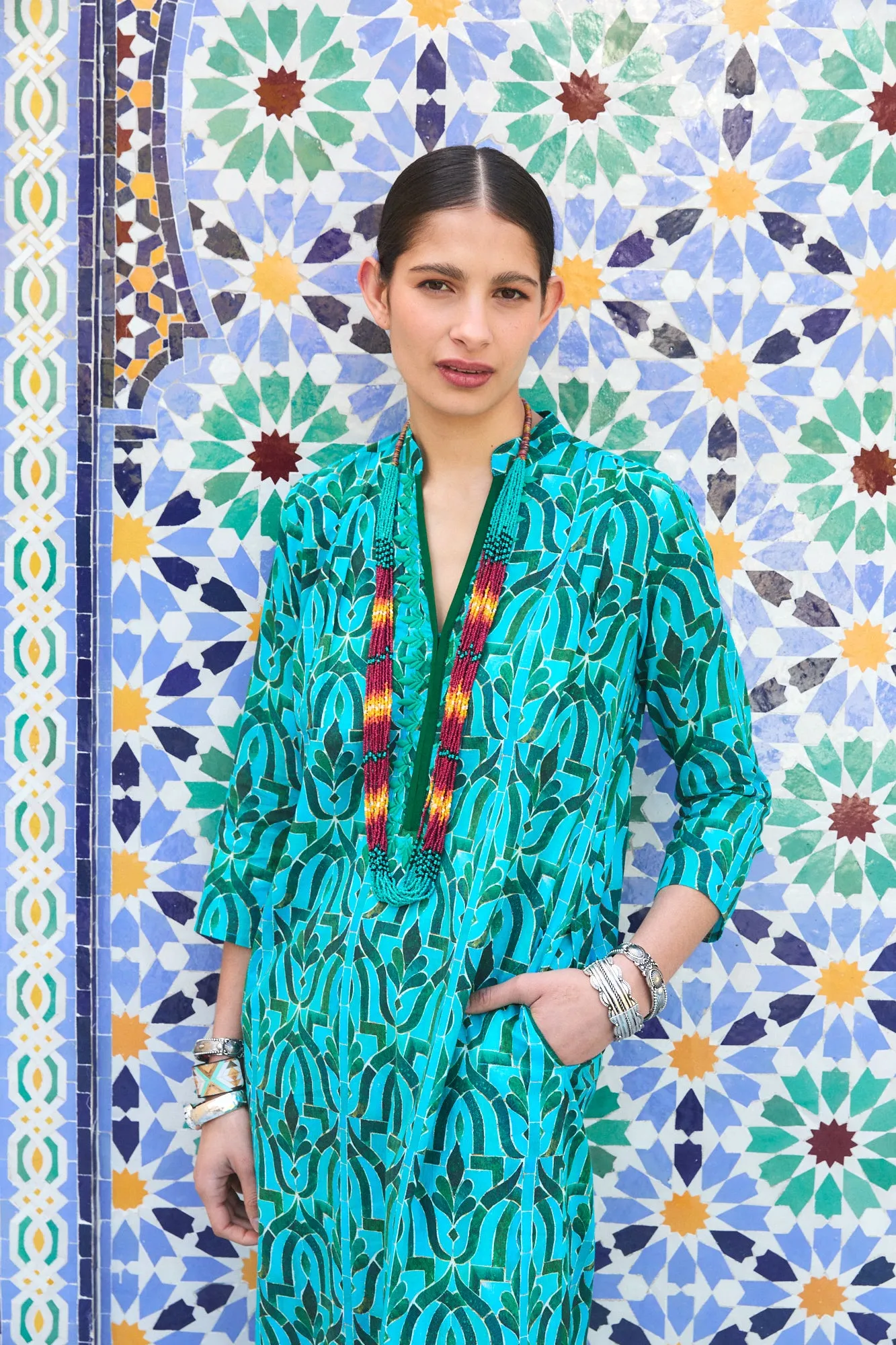 CLORINDA LONG KURTA SORAYA GREEN sold by Ro's Garden product image thumbnail 5