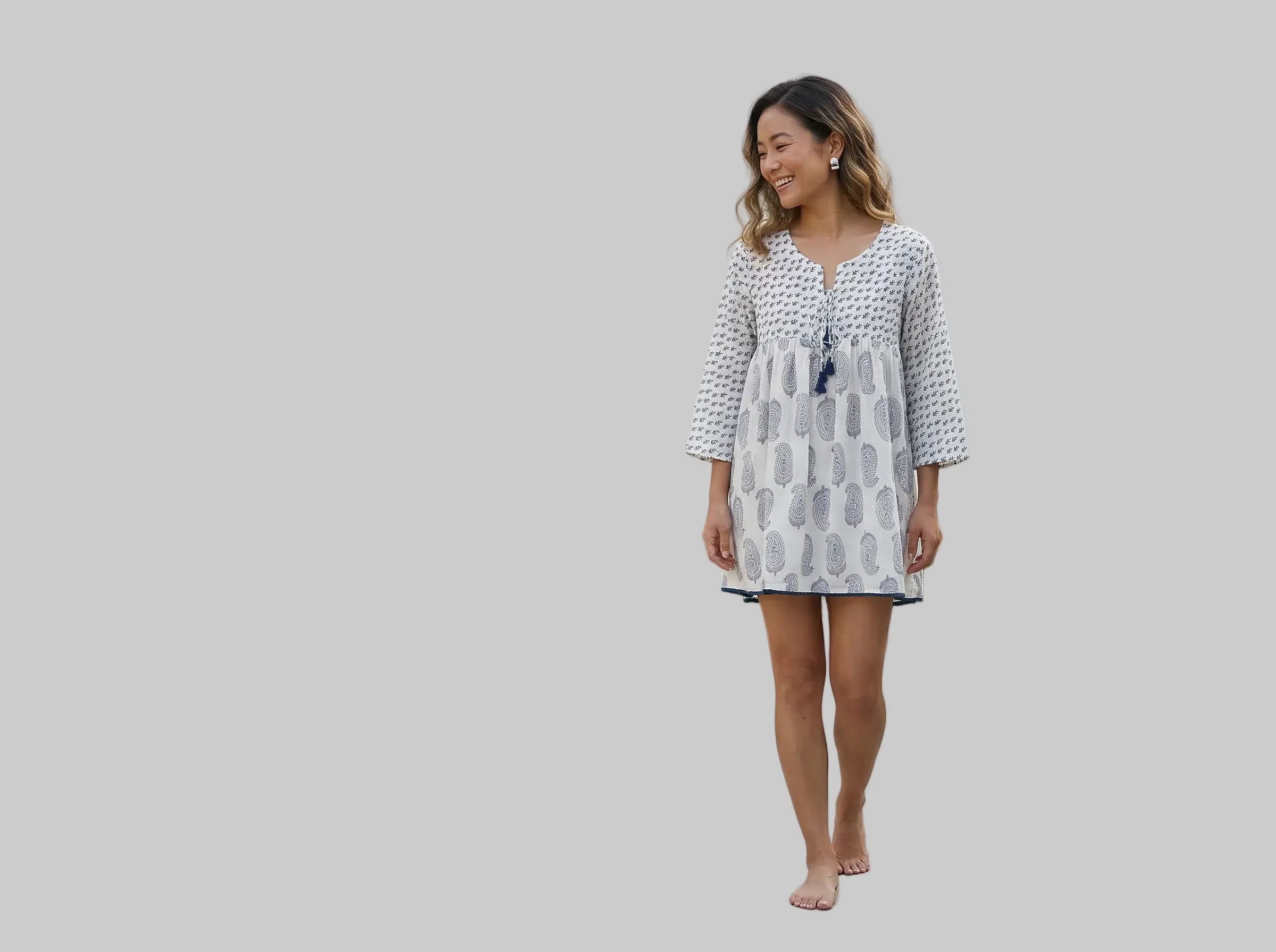 SEYCHELLES SHORT TUNIC INDIENNE BLUE sold by Ro's Garden product image thumbnail 2