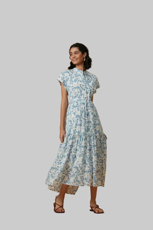 MUMI MIDI DRESS SAKURA BLUE made by Ro's Garden