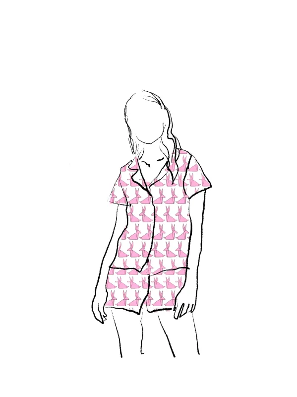 CORA WOMEN'S SHORT PAJAMA SET USAGI PINK made by Ro's Garden