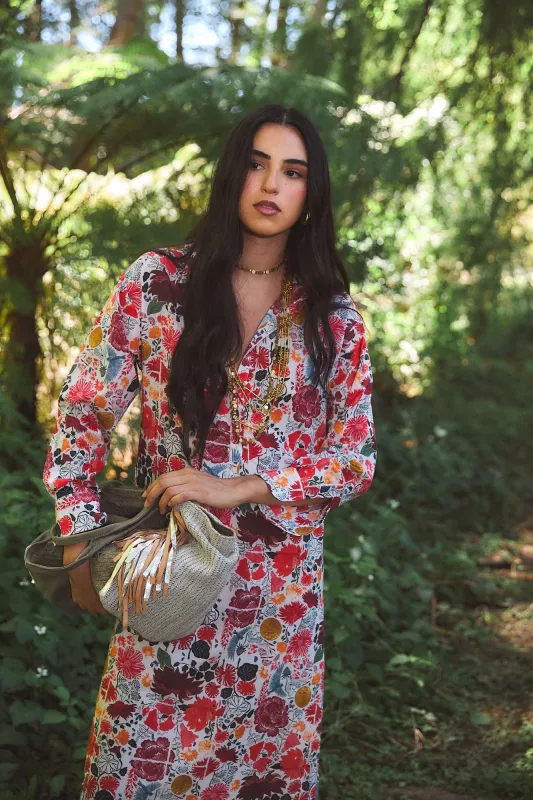 BRUSSELS LONG KURTA HERAN RED made by Ro's Garden
