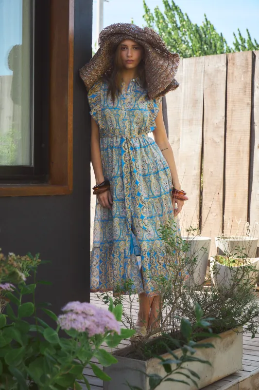 ERNESTINE MAXI DRESS ZAHARA BLUE made by Ro's Garden