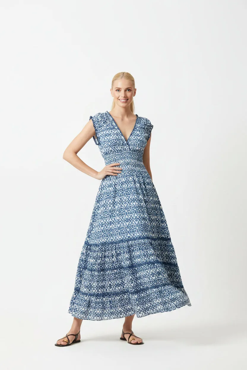 HILDA MIDI DRESS SIRO BLUE sold by Ro's Garden