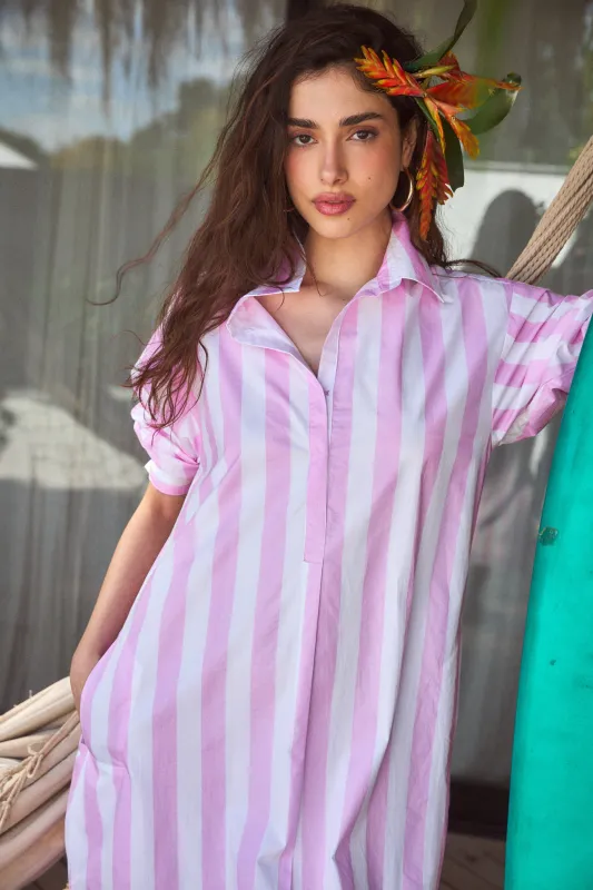BRUSSELS LONG KURTA STRIPES LILAC made by Ro's Garden