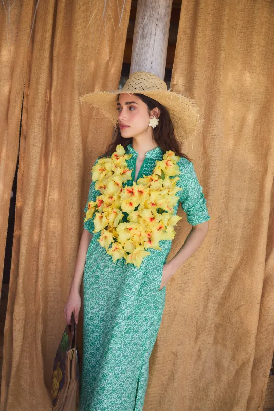 CLORINDA LONG KURTA MANA GREEN made by Ro's Garden