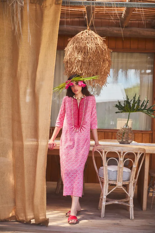 CLORINDA LONG KURTA MANA RED made by Ro's Garden