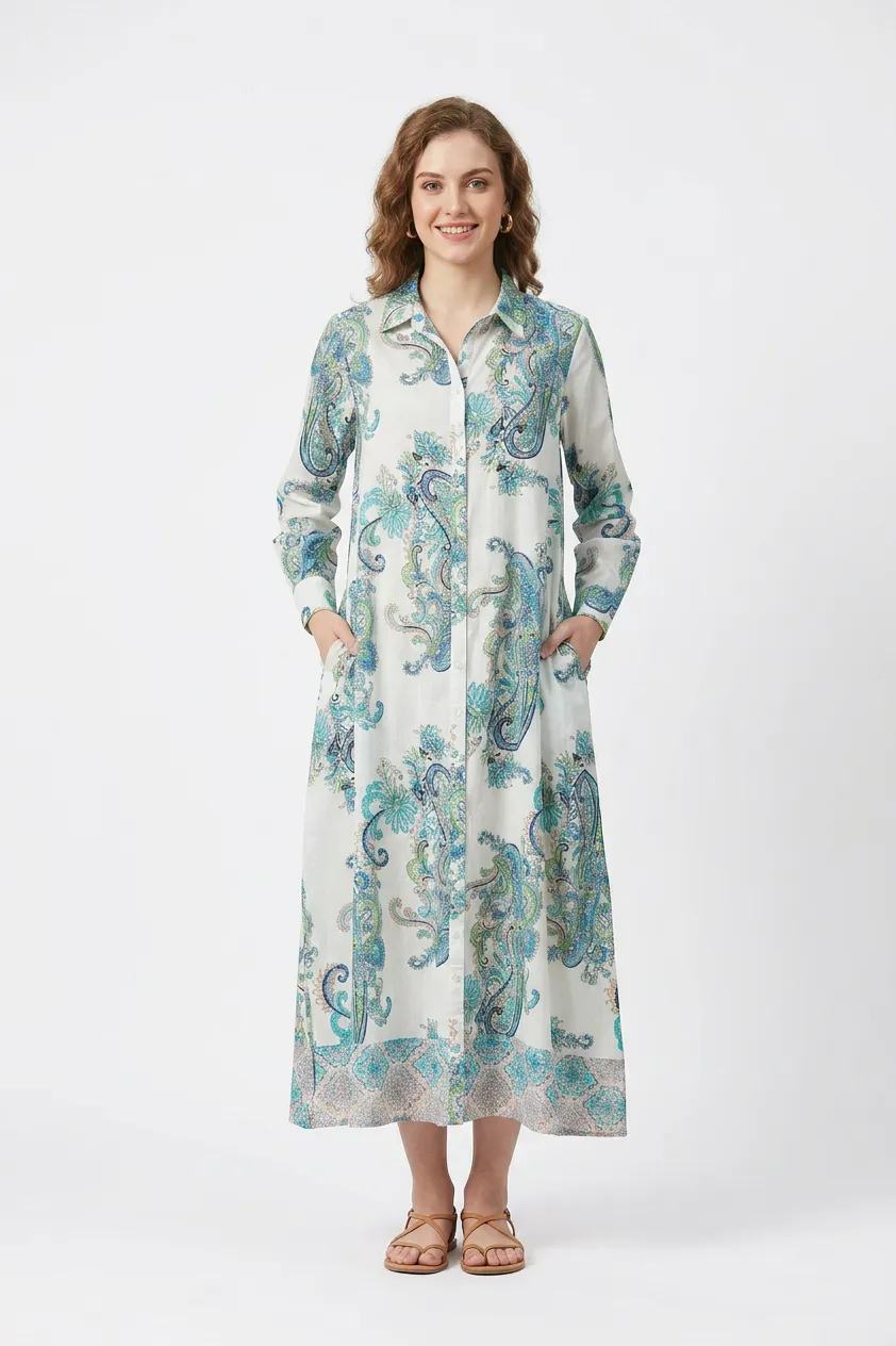 FARRAH LONG KURTA ADESSA GREEN sold by Ro's Garden product image thumbnail 3