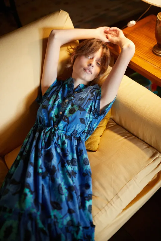 MUMI MIDI DRESS ORTENSIA BLUE sold by Ro's Garden