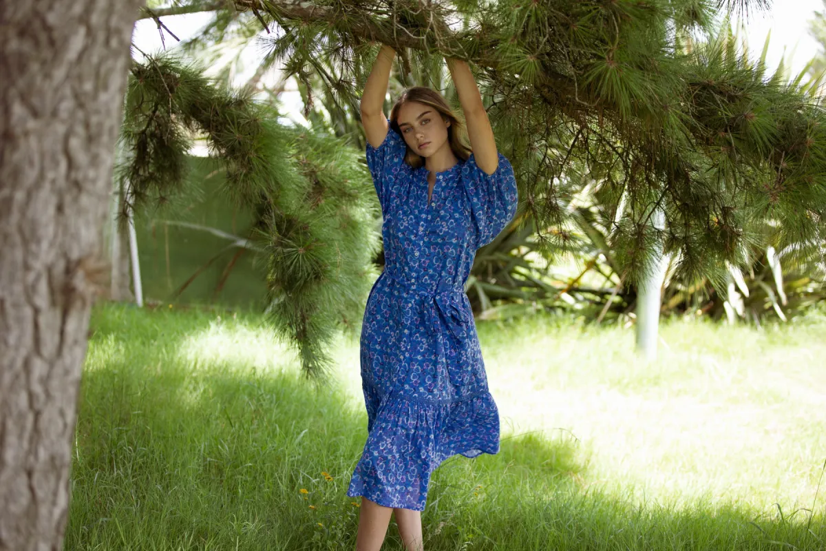 FLIRTY MIDI DRESS KOMAKI BLUE sold by Ro's Garden