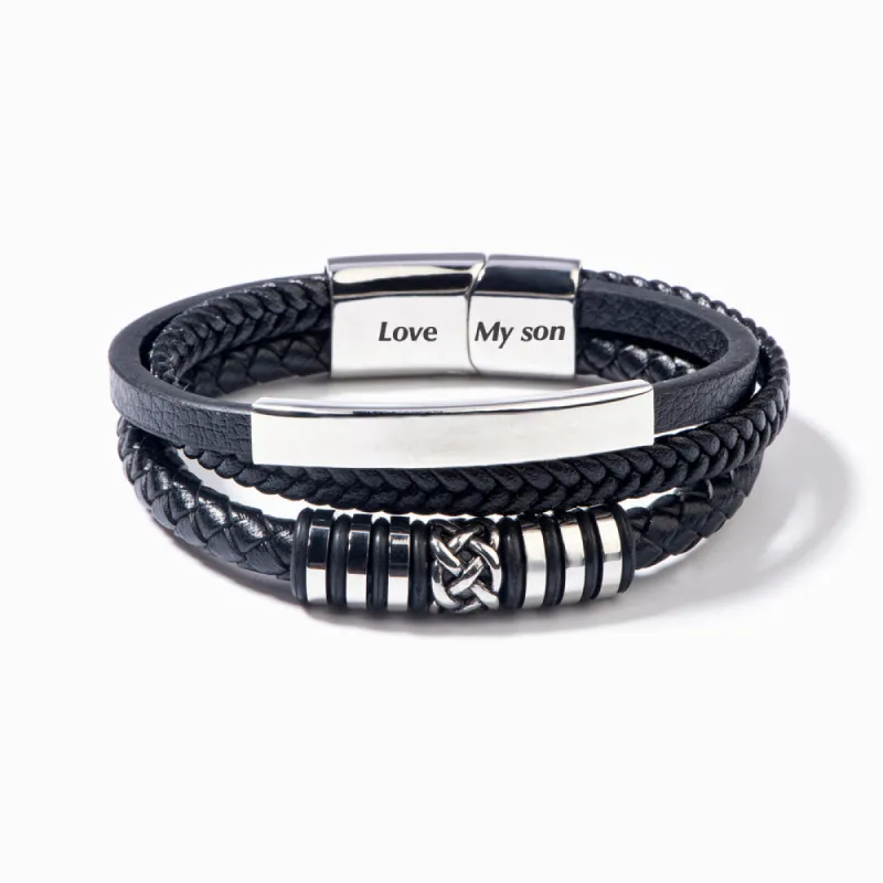 To My Son "A BOND THAT CAN'T BE BROKEN" Leather Braided Bracelet sold by SARAH'S WHISPER