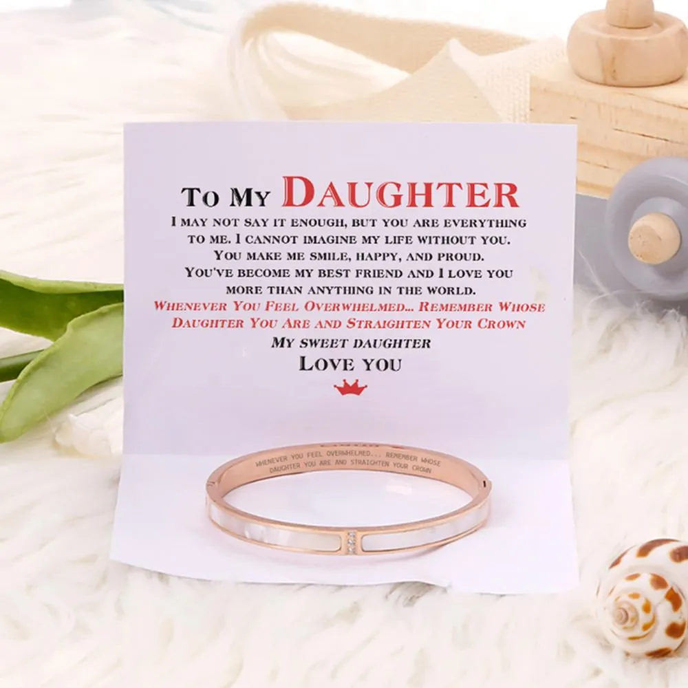 To My Daughter "Whenever You Feel Overwhelmed... Remember Whose Daughter You Are and Straighten Your Crown" Bracelet sold by SARAH'S WHISPER product image thumbnail 2