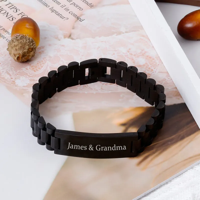 [Custom Name] To My Grandson "Forever Love" Men's Bracelet sold by SARAH'S WHISPER