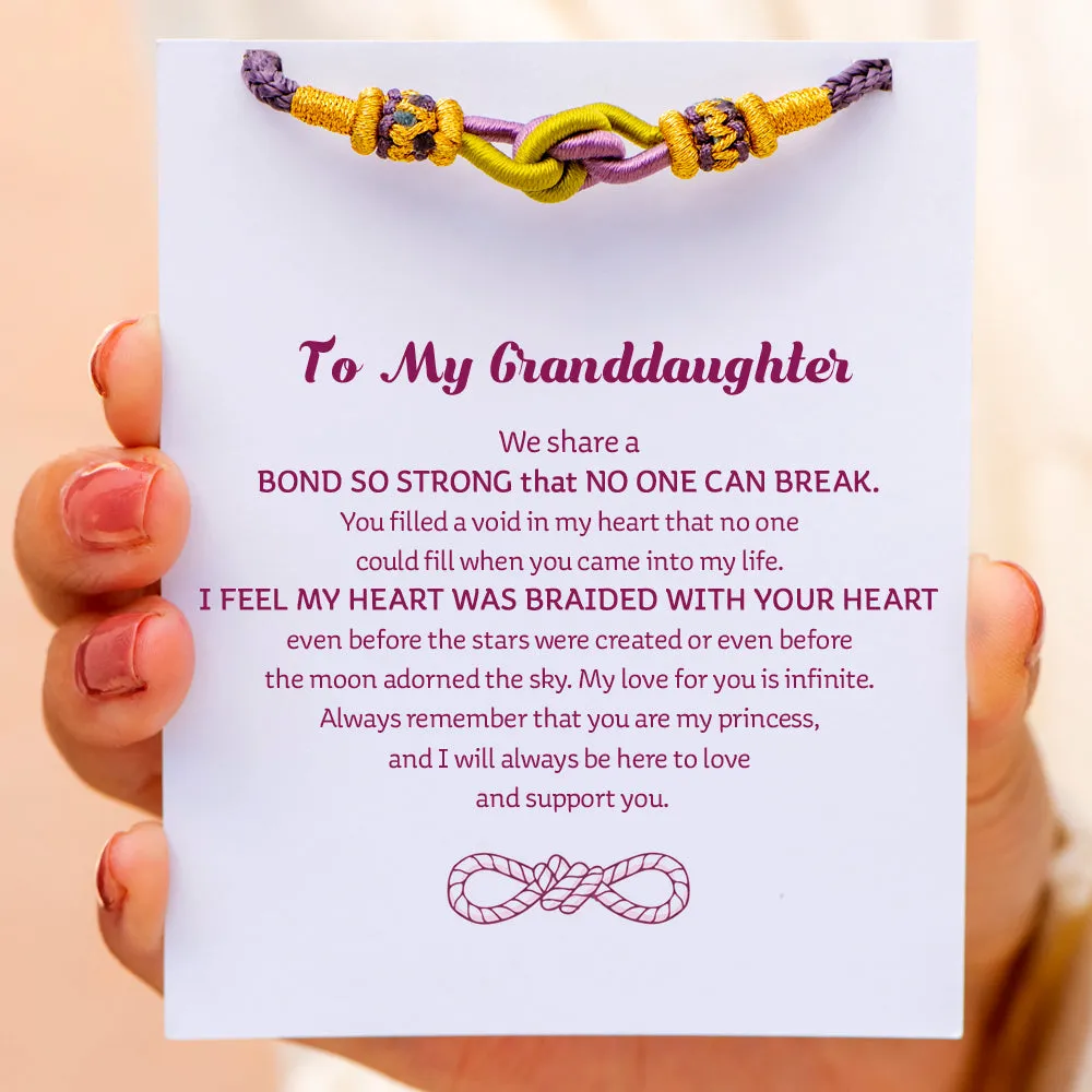 To My Granddaughter "We share a Bond So STRONG that NO ONE CAN BREAK." Braided Knot Bracelet sold by SARAH'S WHISPER product image thumbnail 2