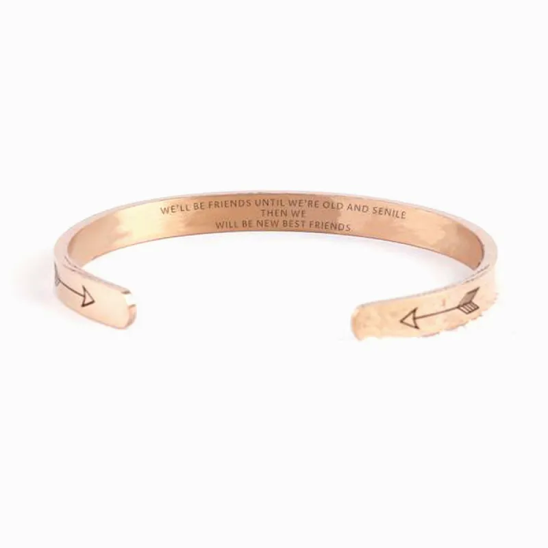 For Your Friend "WE'LL BE FRIENDS UNTIL WE'RE OLD AND SENILE THEN WE WILL BE NEW BEST FRIENDS" Arrow Bracelet sold by SARAH'S WHISPER