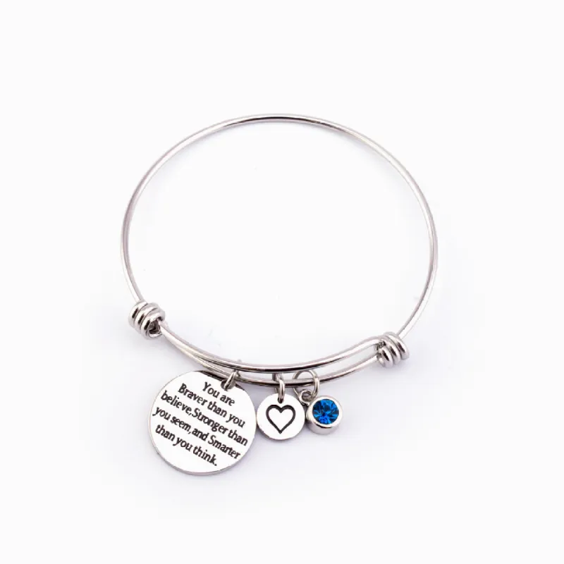 [Custom Birthstone] To My Granddaughter "BRAVER, STRONGER and SMARTER" Charm Bracelet sold by SARAH'S WHISPER