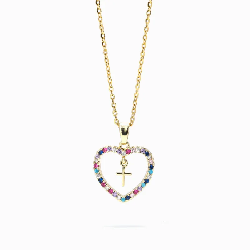 To My Daughter "God loves you" Cross Heart Necklace sold by SARAH'S WHISPER