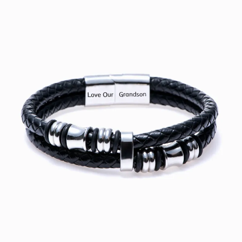 To Our Grandson "Love Our Grandson" Men's Bracelet sold by SARAH'S WHISPER