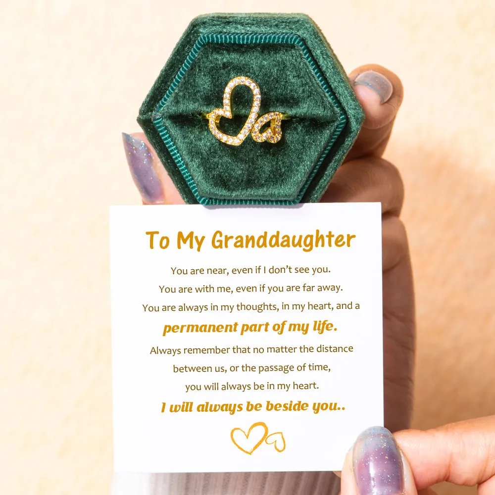 To My Granddaughter "I will always be beside you." Double Heart Ring sold by SARAH'S WHISPER product image thumbnail 2