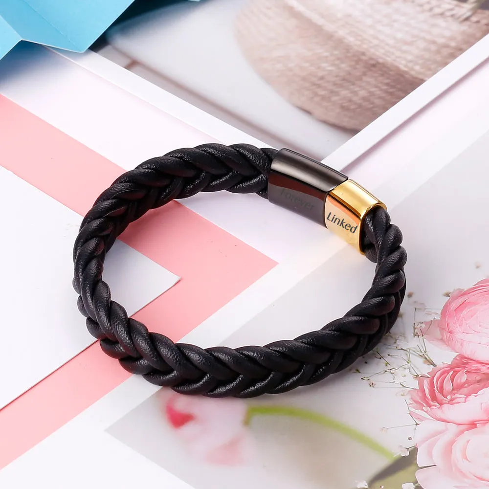 To My Grandson "A link that can never be undone" Leather Braided Bracelet sold by SARAH'S WHISPER product image thumbnail 4