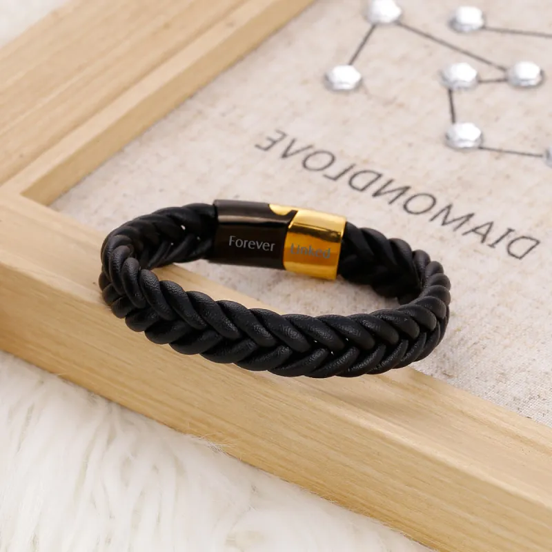 To My Grandson "A link that can never be undone" Leather Braided Bracelet sold by SARAH'S WHISPER