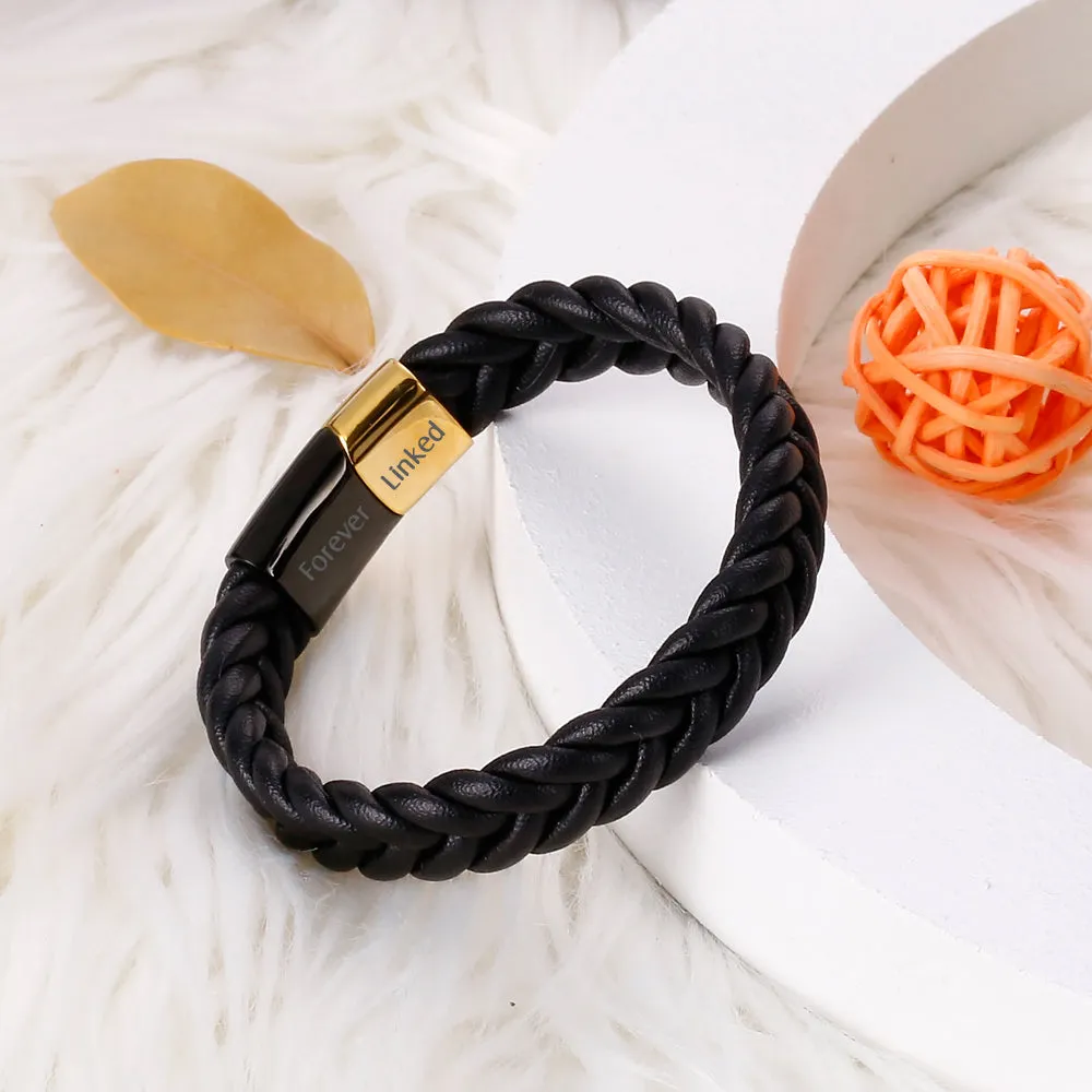 To My Grandson "A link that can never be undone" Leather Braided Bracelet sold by SARAH'S WHISPER product image thumbnail 3