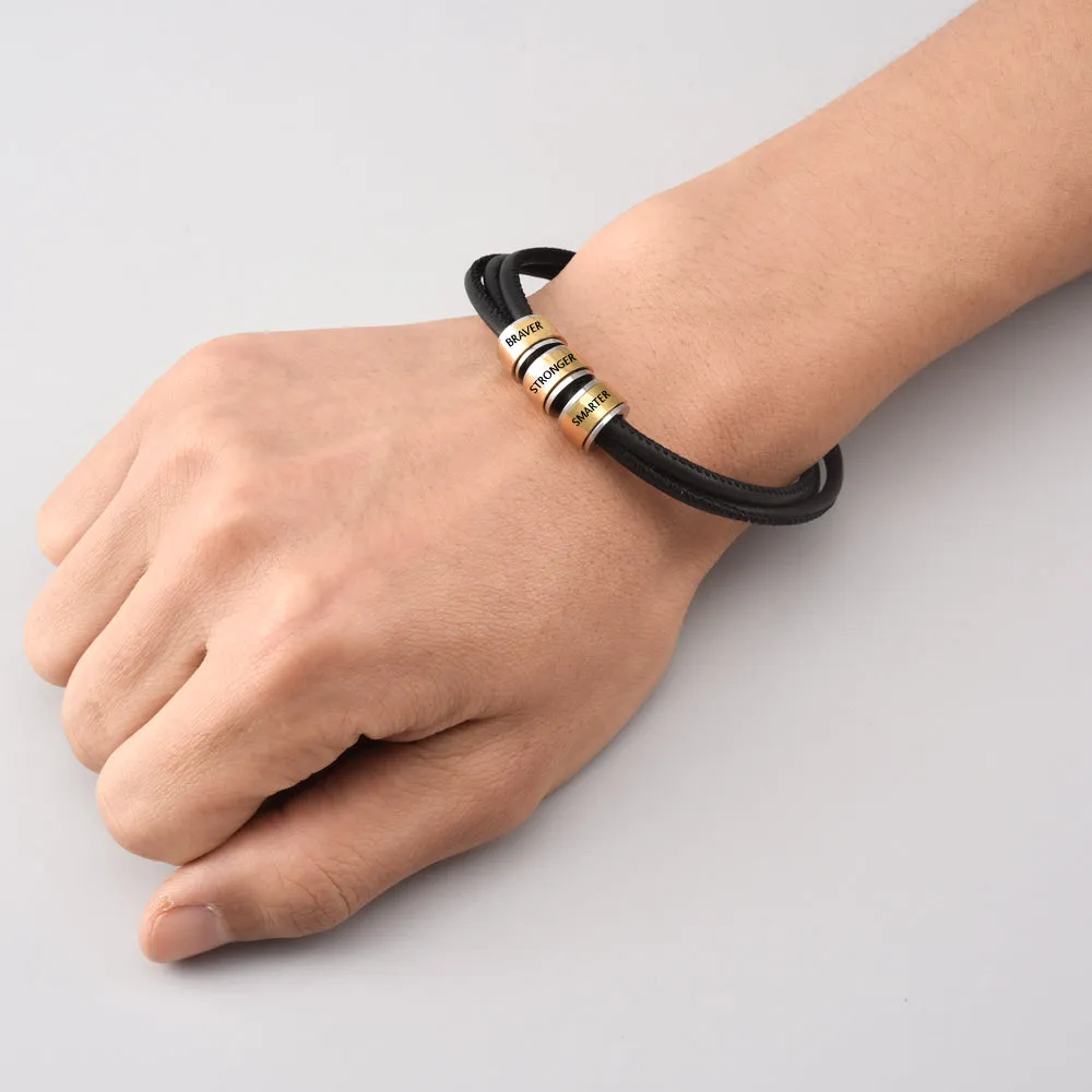 To My Grandson "BRAVER, STRONGER and SMARTER" Men's Bracelet sold by SARAH'S WHISPER product image thumbnail 3