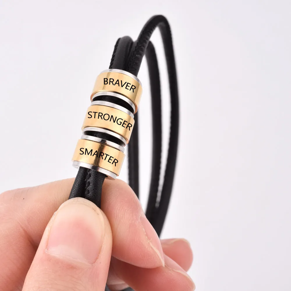 To My Grandson "BRAVER, STRONGER and SMARTER" Men's Bracelet sold by SARAH'S WHISPER product image thumbnail 4