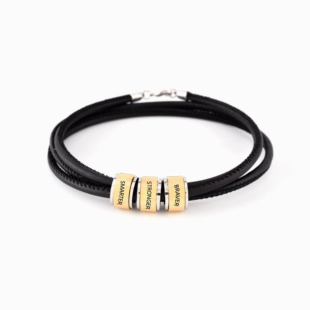 To My Grandson "BRAVER, STRONGER and SMARTER" Men's Bracelet sold by SARAH'S WHISPER