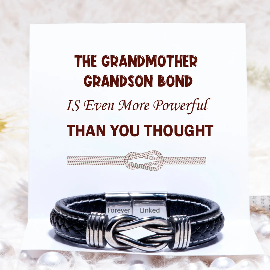 To My Grandson "A Powerful Bond" Leather Braided Bracelet sold by SARAH'S WHISPER product image thumbnail 4