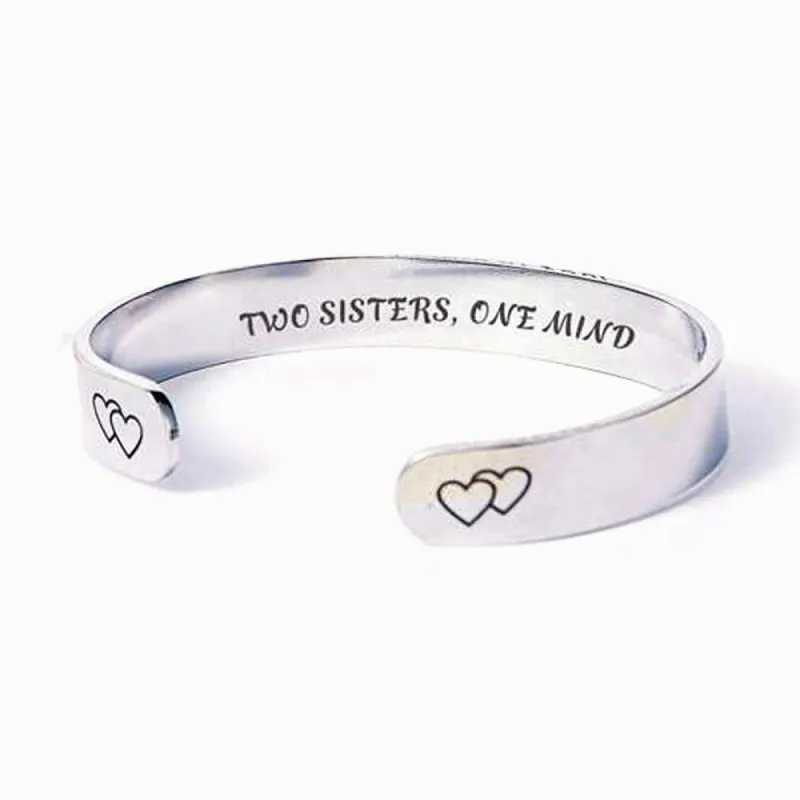 To My Sister "Two sisters, one mind" Double Heart Bracelet sold by SARAH'S WHISPER