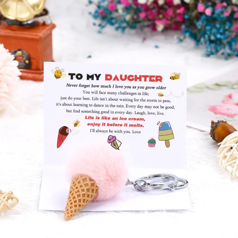 To My Daughter "Life is like an ice cream, enjoy it before it melts" KEY RING[💞 KEY RING +💌 GIFT CARD + 🎁 GIFT BOX + 💐 GIFT BOUQUET] made by SARAH'S WHISPER
