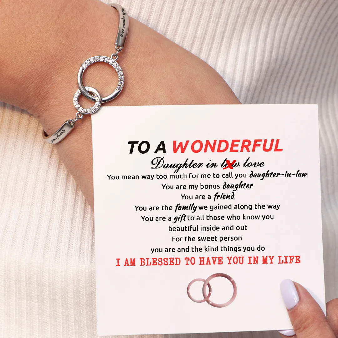 To My Daughter-in-law "Marriage made you family, love made you my daughter" Double Ring Bracelet sold by SARAH'S WHISPER product image thumbnail 4