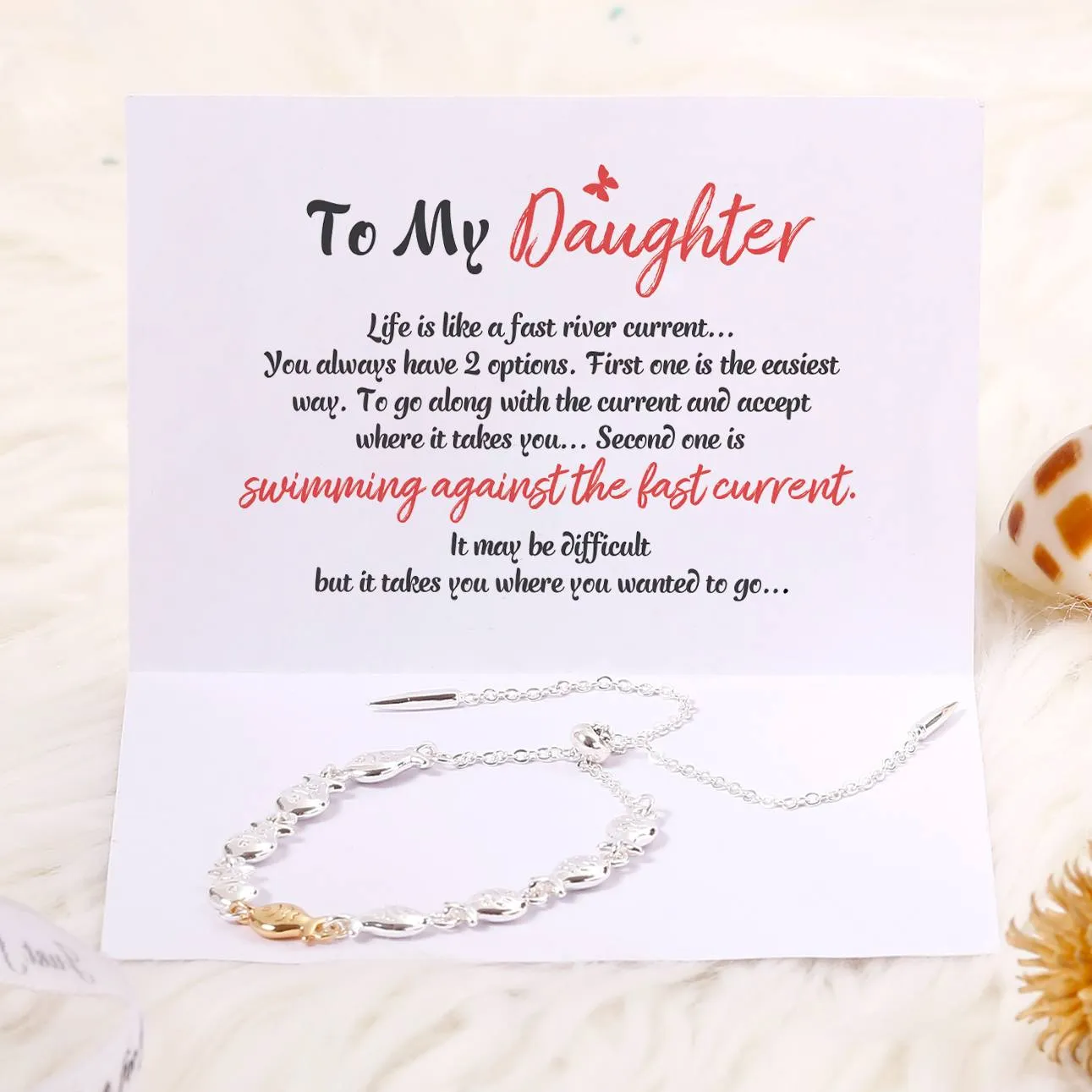 To My Daughter "Swimming against the fast current " Small Fish Bracelet sold by SARAH'S WHISPER product image thumbnail 2