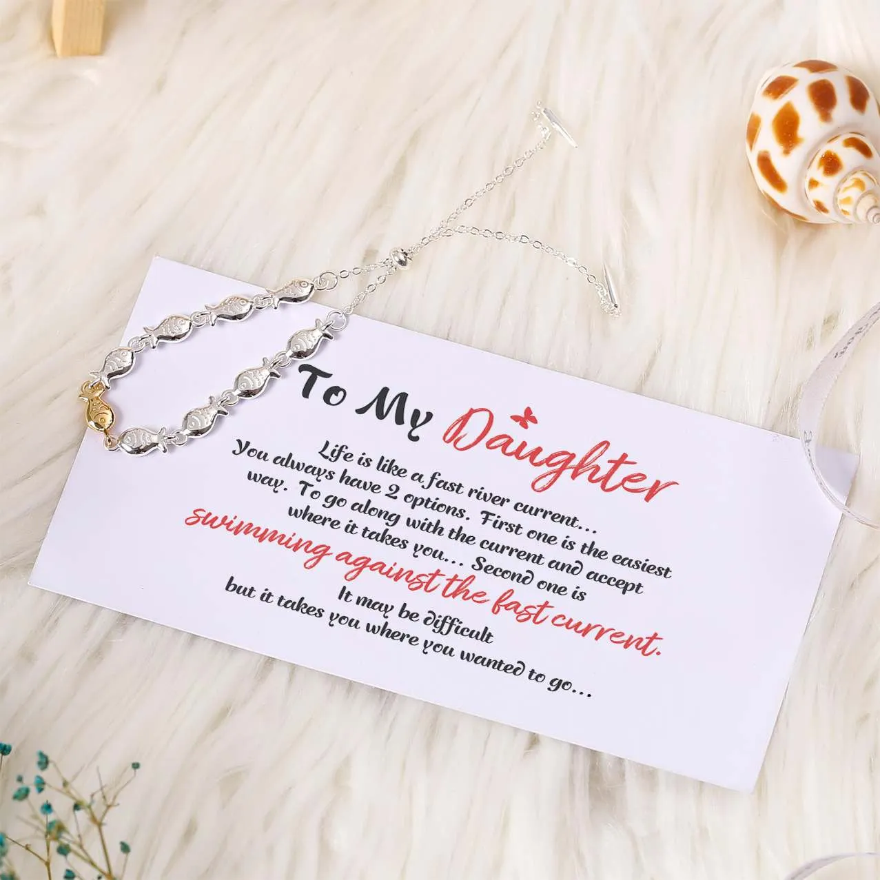 To My Daughter "Swimming against the fast current " Small Fish Bracelet sold by SARAH'S WHISPER product image thumbnail 3