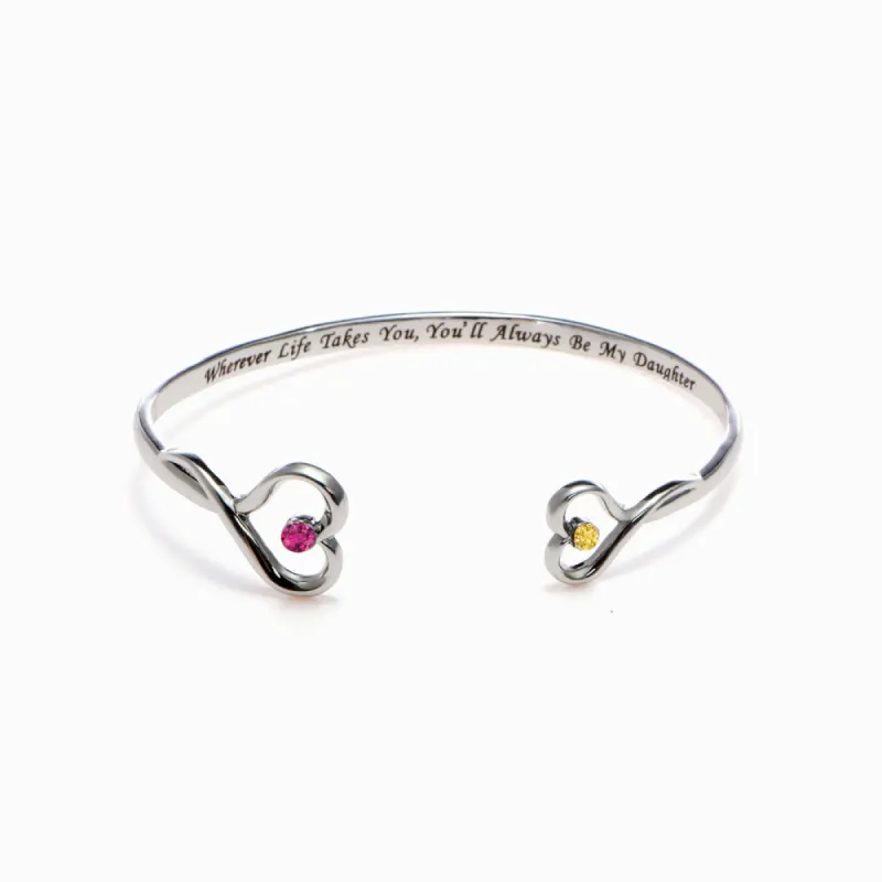 [Custom Birthstones] To My Daughter "Always in my heart" Double Heart Bracelet sold by SARAH'S WHISPER