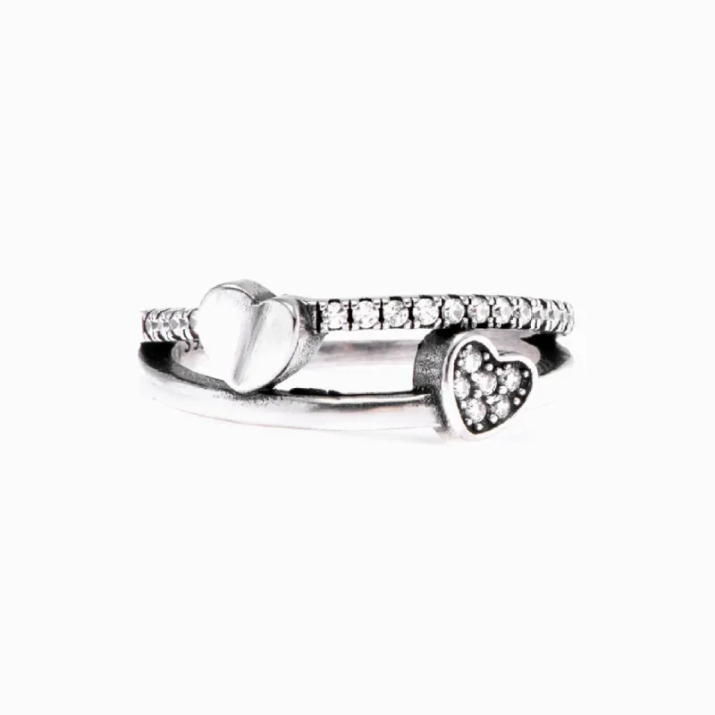To My Daughter " I love you to the moon and back" Double Heart Ring made by SARAH'S WHISPER