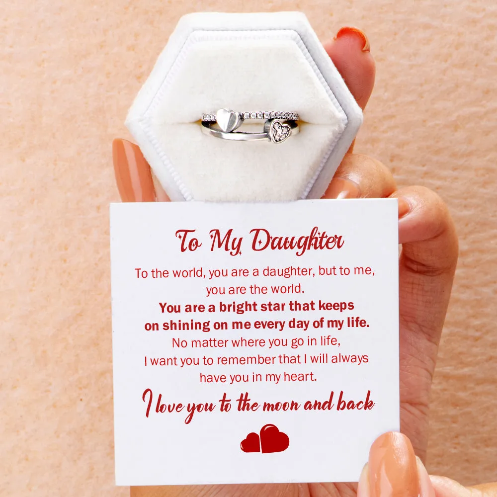 To My Daughter " I love you to the moon and back" Double Heart Ring sold by SARAH'S WHISPER product image thumbnail 2