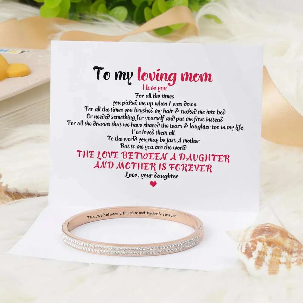 To My Loving Mom "The love between a Daughter and Mother is forever" Bracelet sold by SARAH'S WHISPER