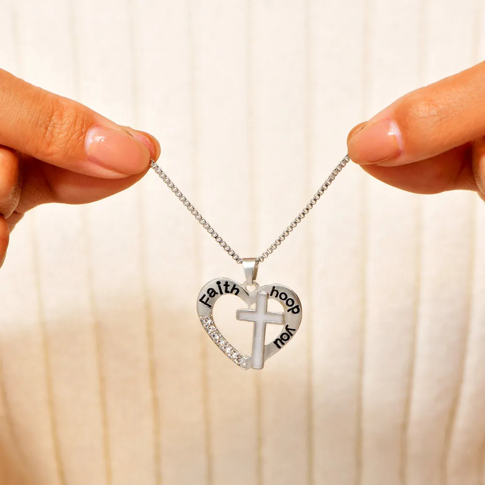 To My Daughter "Have Faith" Cross Heart Necklace sold by SARAH'S WHISPER product image thumbnail 4